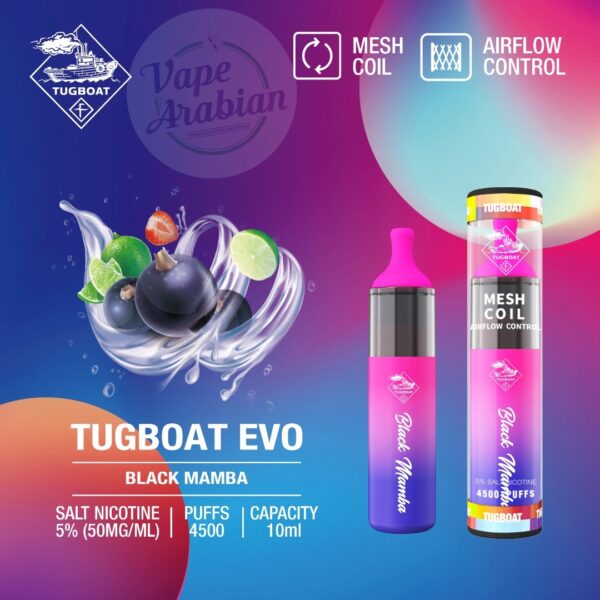 Tugboat evo disposable vape device - Black Mamba