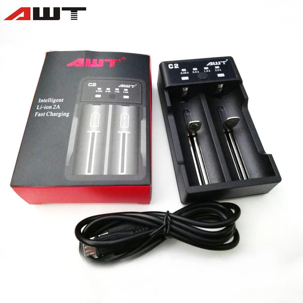 Authentic AWT C2 2A Quick Charge Intelligent Battery Charger - Black, 2 x Battery Slots awt intelligent c2 2a battery charger