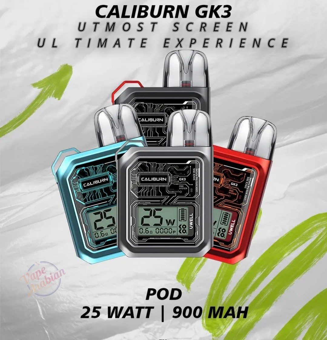 uwell caliburn gk3 UWELL CALIBURN GK3 POD KIT BLACK – eCloudz main image 1