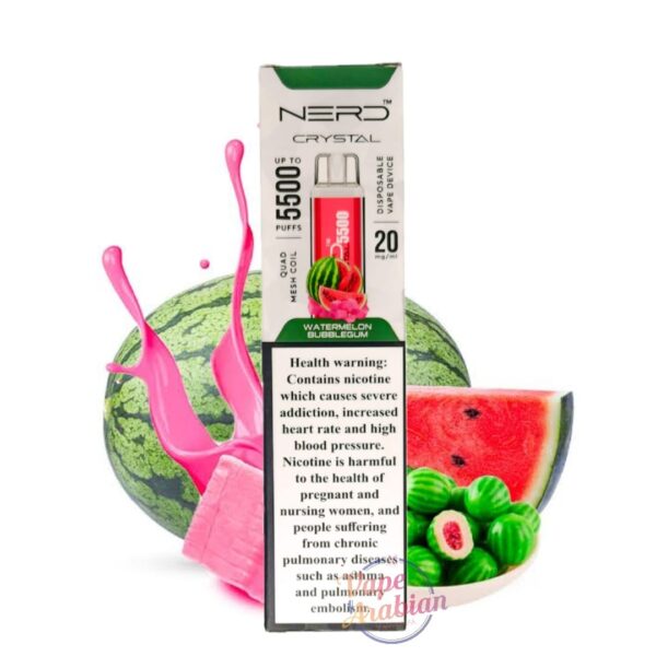 Nerd Crystal 5500 Puffs Disposable Vape Watermelon Bubblegum