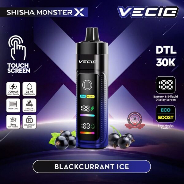 Shisha Monster X 30000 Puffs Blackcurrant lce