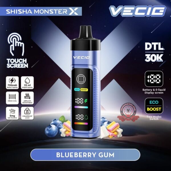 Shisha Monster X 30000 Puffs Blueberry Gum