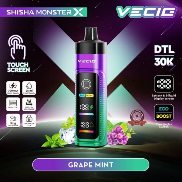 Shisha Monster X 30000 Puffs Grape Mint