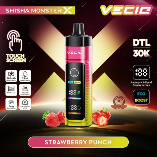Shisha Monster X 30000 Puffs Strawberry Punch